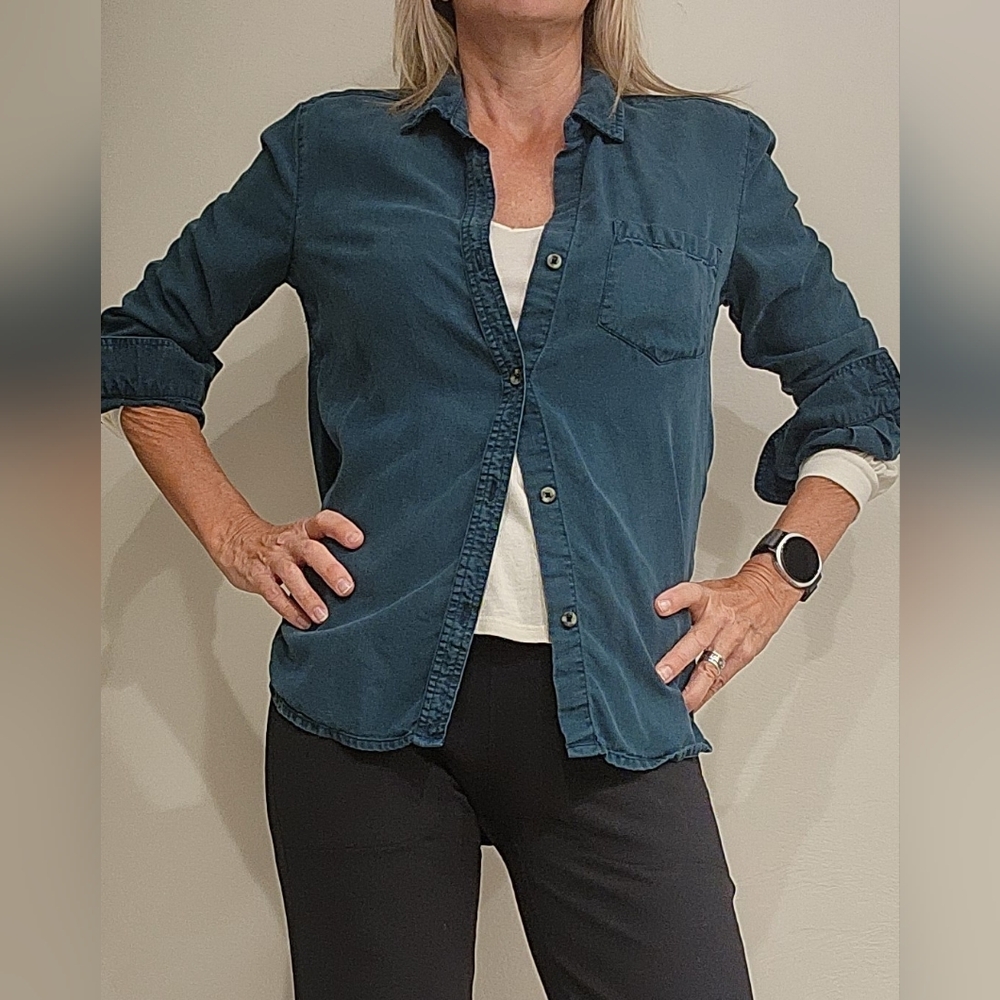 Lola River Button Down Shirt | Teal | Lightweight | XS - Picture 3 of 9